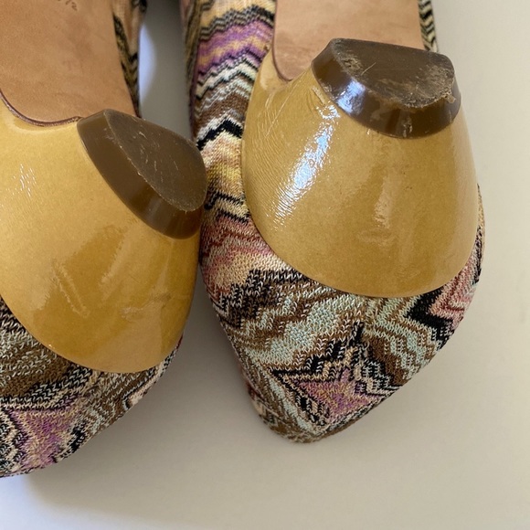 Missoni Multi-Color Knit Peep-Toe Chunky Kitten Heel - Picture 5 of 8